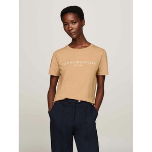 TOMMY HILFIGER - T-shirt - Donkerbeige - Katoen