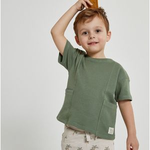 Set van 2 T-shirts in gewafelde stof met ronde hals LA REDOUTE COLLECTIONS. Katoen materiaal. Maten 12 mnd - 74 cm. Beige kleur