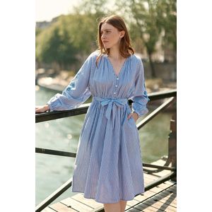 LA PETITE ÉTOILE - RABY - Gestreepte Jurk - Blauw - Katoen - Lange Mouwen