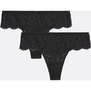 LA REDOUTE COLLECTIONS - Lison - Tanga Set van 2 - Zwart - Kant
