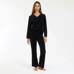 SO'HOME - Fluwelen Pyjama - Zwart - Katoen Polyester
