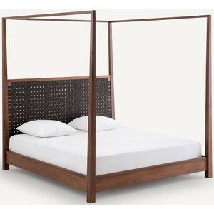 Gilmour - Hemelbed - Kastanje Kleur - Massief Notenhout - Notenhoutfineer