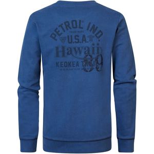 Sweater in molton met ronde hals PETROL INDUSTRIES. Molton materiaal. Maten 16 jaar - 174 cm. Blauw kleur