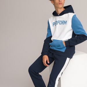 Ensemble hoodie en broek, color block LA REDOUTE COLLECTIONS. Katoen materiaal. Maten 12 jaar - 150 cm. Blauw kleur