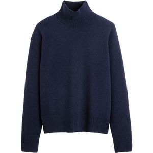 La Redoute Collections - Gebreide Trui - Marineblauw - Opstaande Kraag - Wol