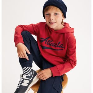 Hoodie in molton LA REDOUTE COLLECTIONS. Geruwd molton materiaal. Maten 14 jaar - 162 cm. Rood kleur