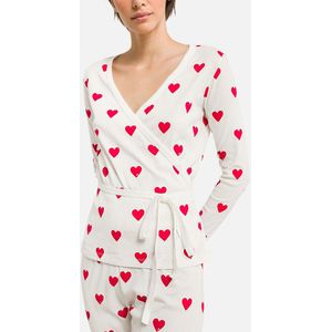 Pyjama wikkelshirt PETIT BATEAU. Katoen materiaal. Maten L. Rood kleur