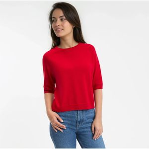LA REDOUTE COLLECTIONS - Gebreide Trui - Rood - 100% Wol - Korte Mouwen