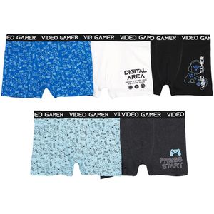 Set van 5 boxershorts in katoen, video games LA REDOUTE COLLECTIONS. Katoen materiaal. Maten 14 jaar - 162 cm. Blauw kleur