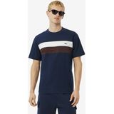 LACOSTE - T-shirt - Marineblauw - Katoen - Korte Mouwen - Colorblocks