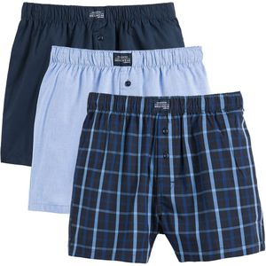 LA REDOUTE COLLECTIONS - Boxershorts - Blauw - Set van 3 - Bio Katoen