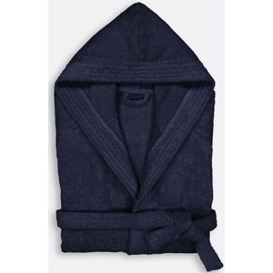 Haxel - Badjas - Marineblauw - Bouclette Badstof 450 g/m2 - Met Kap
