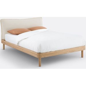 Bed met hoofdbord en beddenbodem, Amedi LA REDOUTE INTERIEURS. Licht hout materiaal. Maten 160 x 200 cm. Beige kleur