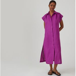 Lange linnen overhemdjurk LA REDOUTE COLLECTIONS. Linnen materiaal. Maten M. Violet kleur