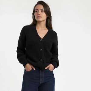 GILDAS LA REDOUTE COLLECTIONS - Vest - Zwart - V-hals - Mixed Alpaca