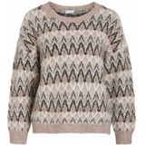 VILA - VIMARGI - Trui - Donkerbeige / Antraciet / Wit