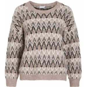 VILA - VIMARGI - Trui - Donkerbeige / Antraciet / Wit