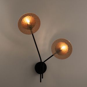 Wandlamp in ijzer en amberkleurig glas, Palma LA REDOUTE INTERIEURS. Metaal materiaal. Maten één maat. Kastanje kleur