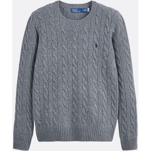 POLO RALPH LAUREN - Damestrui - Grijs - Ronde Hals - Kabeltricot van Wol en Kasjmier