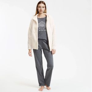 SO'HOME - 3-delige Pyjama - Grijs - Katoen - Bedrukt Antraciet