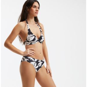 LA REDOUTE COLLECTIONS - Hoge Bikinislip - Zwarte Bloemenprint/Wit - Polyester/Elasthan
