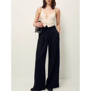 Wijde broek met ceintuur RIM SESSUN. Tencel/lyocell materiaal. Maten 36 FR - 34 EU. Zwart kleur