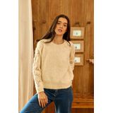 MELIE LA PETITE ETOILE - Trui - Ecru - Ronde Hals - Ajourmotief