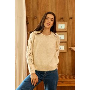 MELIE LA PETITE ETOILE - Trui - Ecru - Ronde Hals - Ajourmotief