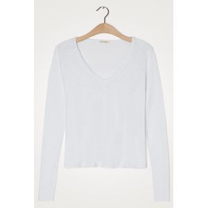 American Vintage - Sonoma - T-shirt - Wit - Lange Mouwen - V-hals - 100% Katoen