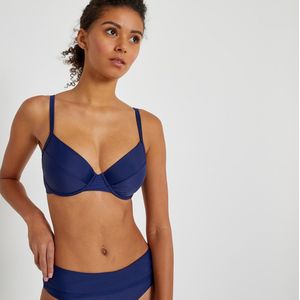 Omsluitende bikini-BH LA REDOUTE COLLECTIONS.  materiaal. Maten 95E FR - 80E EU. Blauw kleur