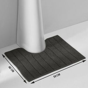 Badmatje voor rond WC/lavabo 1300g/m2, Zavara LA REDOUTE INTERIEURS.  materiaal. Maten 40 x 50 cm. Zwart kleur
