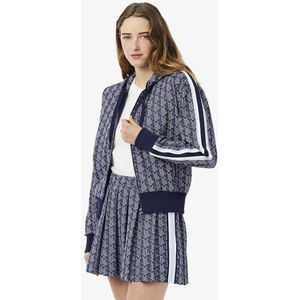 LACOSTE - Hoodie - Marineblauw/Wit - Polyester - Met Kap en Ritssluiting