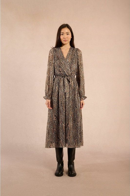 MOLLY BRACKEN - Wikkeljurk - Multicolor - Dierenprint - Lange Mouwen