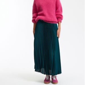 Lange plissérok met elastische tailleband LA REDOUTE COLLECTIONS. Polyester materiaal. Maten S. Groen kleur