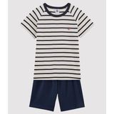 Pyjashort met strepen 3-12 jaar PETIT BATEAU. Katoen materiaal. Maten 5 jaar - 108 cm. Blauw kleur