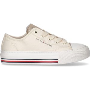 Lage sneakers in stof Beverly met veters TOMMY HILFIGER KIDS. Polyester materiaal. Maten 35. Beige kleur