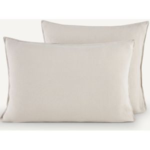 AM.PM - Elina - Kussensloop - Naturel/Chinees Blauw - 100% Linnen