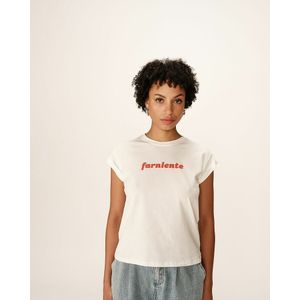 Pomelo Grace & Mila - T-shirt - Wit - Katoen - Boodschap 'farniente'