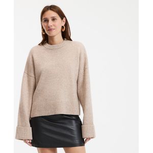 LA REDOUTE COLLECTIONS - Wollen Trui - Mêleebeige - Ronde Hals - Grof Tricot