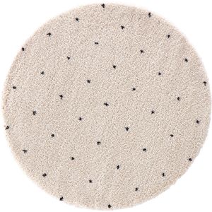 Rond vloerkleed met stippen in berber stijl, Ava LA REDOUTE INTERIEURS. Polypropyleen materiaal. Maten diameter 200 cm. Wit kleur
