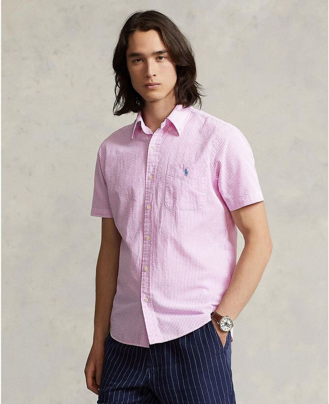 Polo Ralph Lauren - Overhemd - Roze Wit - Linnen