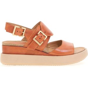 Sandalen met plateauzool in leer MJUS. Leer materiaal. Maten 38. Kastanje kleur