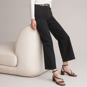 Wijde jeans LA REDOUTE COLLECTIONS. Denim materiaal. Maten 36 FR - 34 EU. Zwart kleur