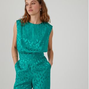 Kort hemd met ronde hals, zonder mouwen LA REDOUTE COLLECTIONS. Polyester materiaal. Maten 34 FR - 32 EU. Groen kleur