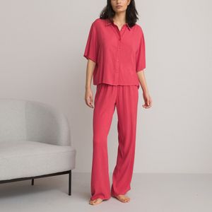 Pyjama in crépe LA REDOUTE COLLECTIONS. Viscose materiaal. Maten 34 FR - 32 EU. Rood kleur