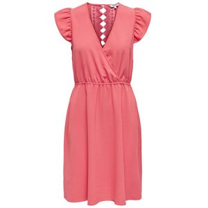 ONLY - Korte Jurk - Roze - Korte Mouwen - 100% Polyester