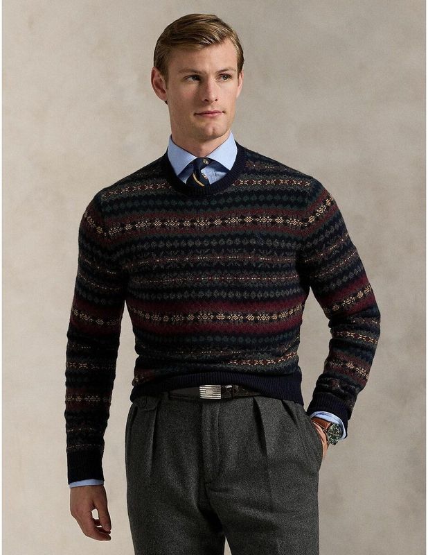 Polo Ralph Lauren - Trui - Navy - Knitwear - Lange Mouw - Winterse Print
