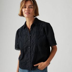 LEVI'S - Hemdje - Antraciet - Katoen - Opengewerkte Maokraag