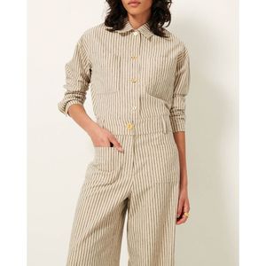 SESSUN - NOTTERI - Overhemd - Beige - Katoenlinnen - Gestreept