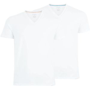Set van 2 T-shirts met V-hals, in stretchkatoen ATHENA. Katoen materiaal. Maten XXL. Wit kleur